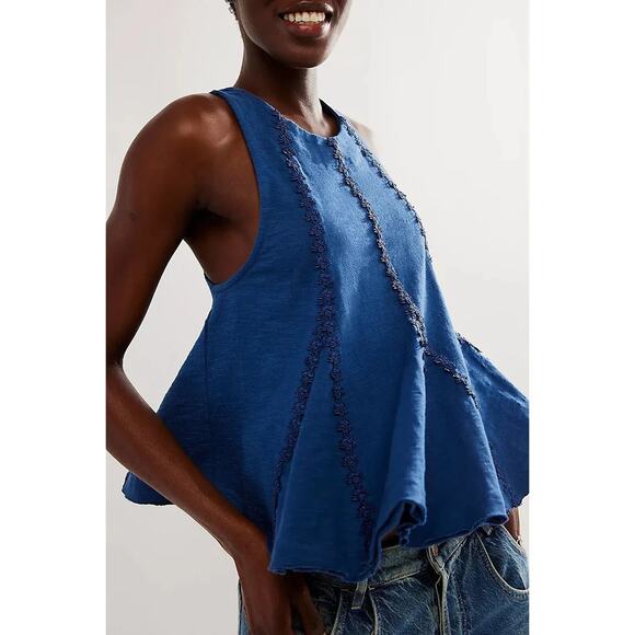 Free People Tops - Free People Women's Bandit Blouse Top Blue Size S